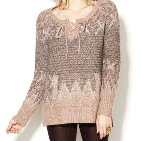Free People Multicolor Neutral Love Bug Fair isle Nordic Wool Knit Sweater - Picture 1 of 10